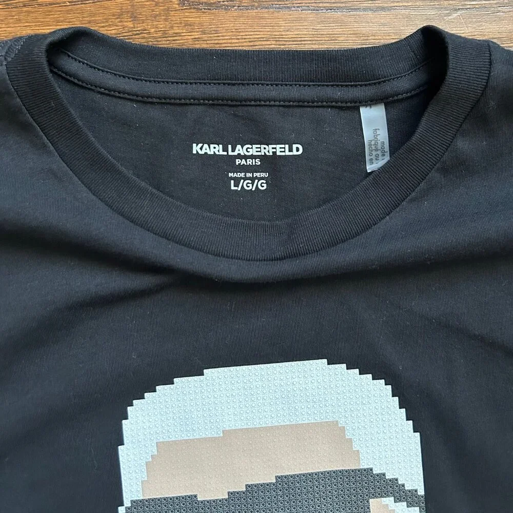 Karl Lagerfeld Paris mens black short sleeve tshirt shirt size L large NEW NWT - Picture 3 of 4